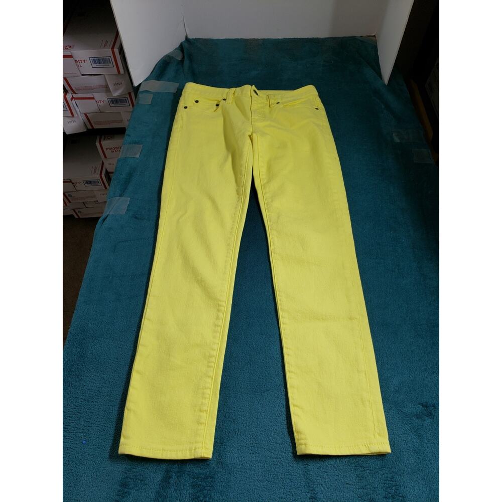 J.Crew Jeans Size 26 Womens Yellow Denim Pants Stretch Mid Rise Toothpick Skinny